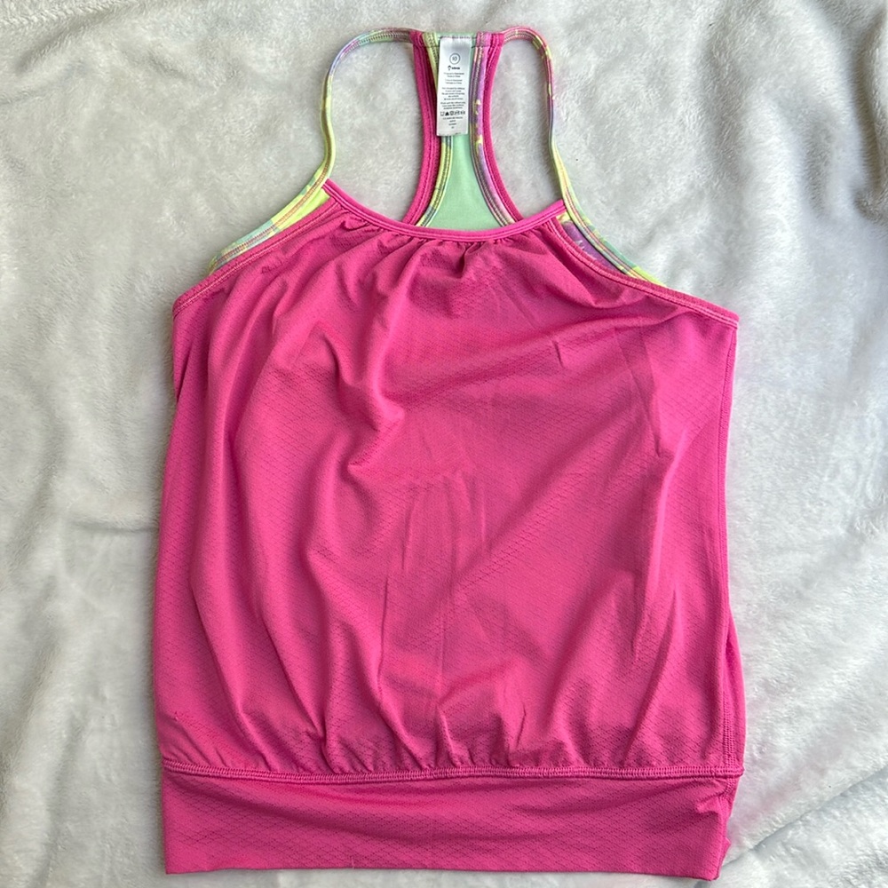 Ivivva by lululemon tank with racer back size 10 pink and mint green